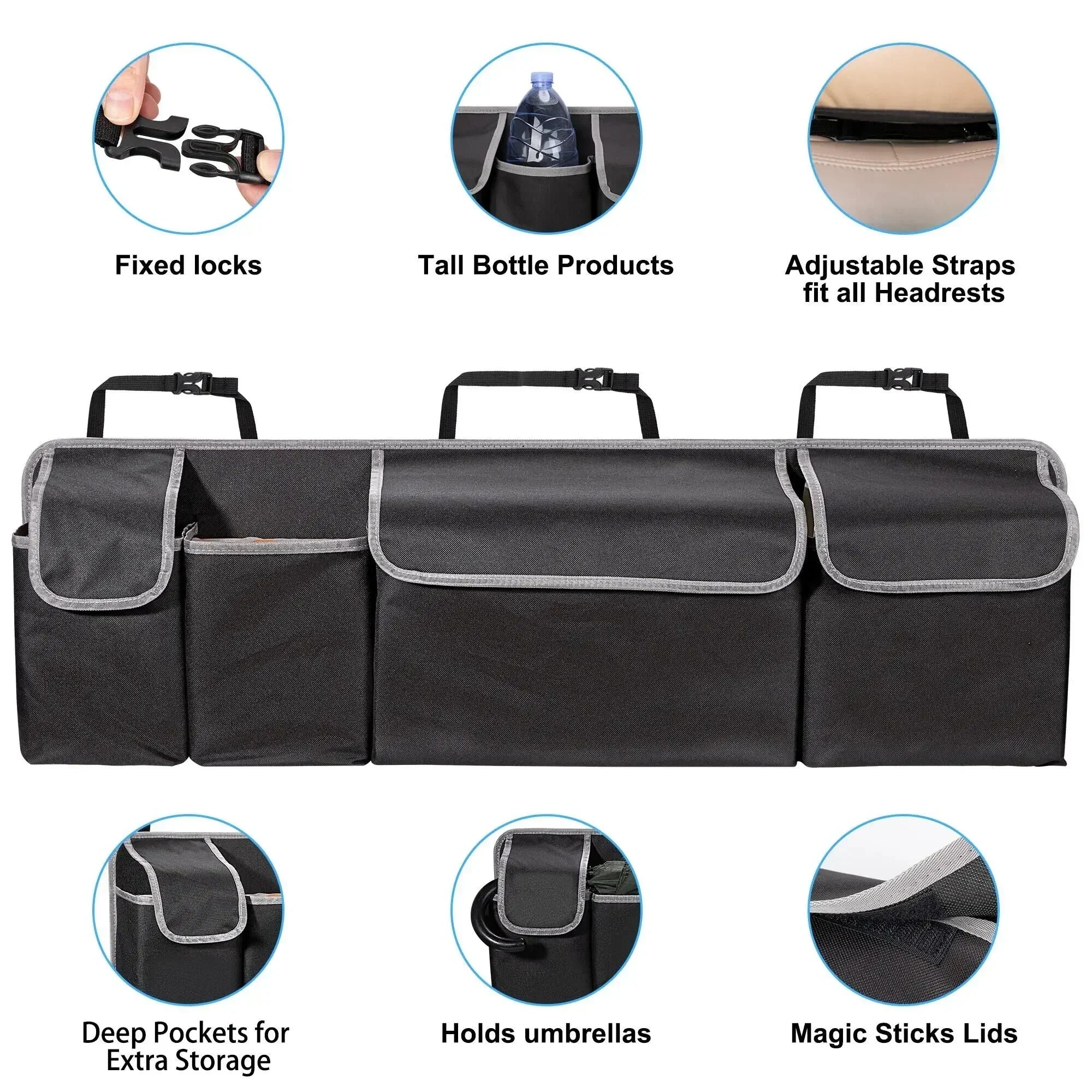 Sb32bd26dc11e477e991660385e40b846F.jpg Car Trunk & Backseat Organizer High Capacity Multi Pocket Black - Imagem 2