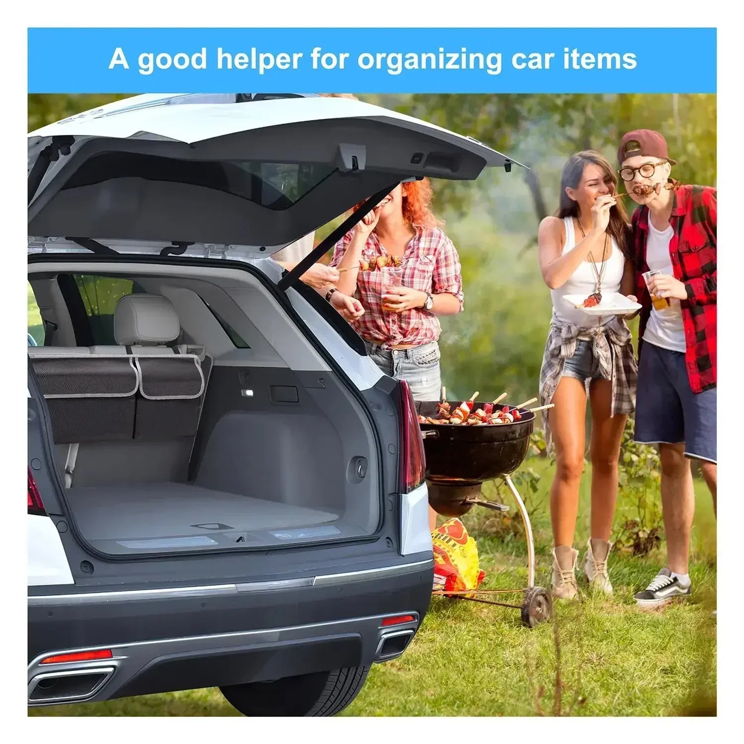 Se00ff081992c431a94119d8283afc992f.jpg Car Trunk & Backseat Organizer High Capacity Multi Pocket Black - Imagem 4
