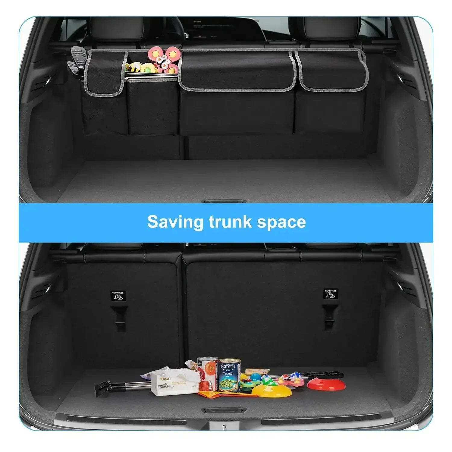 Se94526e85c514cb9a5f7f28a0004648bO.jpg Car Trunk & Backseat Organizer High Capacity Multi Pocket Black - Imagem 5