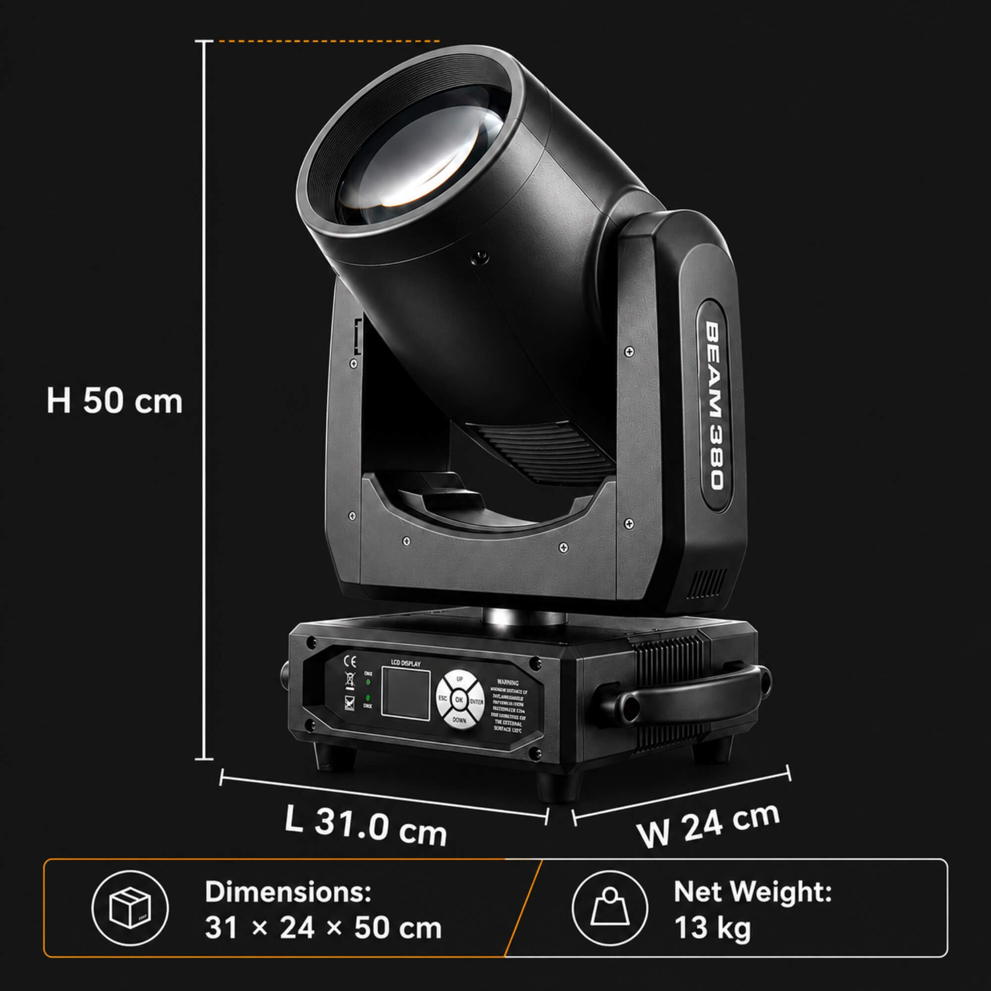 f19-380w-beam-moving-head-light-product-5.jpg F19 18CH DMX Beam Moving Head Light 380W Dual Prism for Stage - Imagem 5