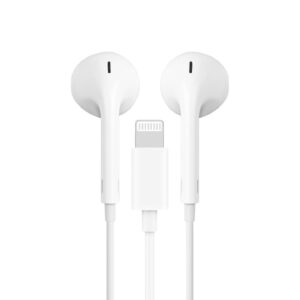 Techancy Fones De Ouvido TD8034 ，Estéreo Para Iphone 8/X/11-14, Branco, Com Microfone, Graves Potentes E Controle De Volume